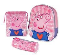 Peppa Pig Kinderrucksack, 3D-Schultasche und Snacktasche mit Seilen, Pack Schulrucksäcke für Mädchen und Jungen ab 3 Jahren | Schulmaterial Zurück zum Cole, Rosa, S, Strapazierfähig