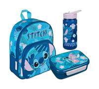 Kindergartenrucksack Mädchen Disney Stitch mit Brotzeitdose Trinkflasche - Personalisiert mit Name - Set Kinderrucksack mit Brotdose Trinkbecher
