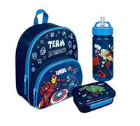 Kindergartenrucksack Marvel Avengers Jungen - Personalisiert mit Name - Set Kinderrucksack mit Trinkflasche und Brotdose