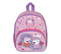 Kindergartenrucksack Peppa Pig rosa Mädchen - Personalisiert mit Name - Mädchenrucksack mit Vortasche - 2 Fächer