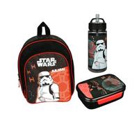 Kindergartenrucksack Star Wars Junge mit Brotzeitdose Trinkflasche - Personalisiert mit Name - Set Kinderrucksack mit Brotdose Trinkbecher