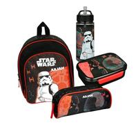Kindergartenrucksack Star Wars Jungen mit Brotzeitdose Trinkflasche Schlampermäppchen - Personalisiert mit Name - Set Kinderrucksack Brotdose Trinkbecher Federmappe