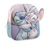 Kindergartenrucksack Stitch und Angel Disney Tasche mit geprägten Bildern und Applikationen Schule Spaziergang Zubehör für Kinder 31 cm, mehrfarbig, 31 x 25 x 10 cm