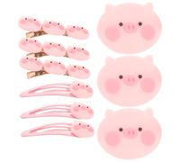 Kinderhaarnadel 9 Stück-pack aus Zinklegierung Rosa Geschenkideen | Cartoon Schwein Form, für Bangs und Ponytail Sections, Mix And Match, Holds Hair Well
