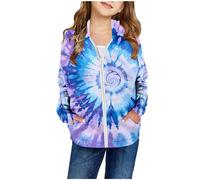 Kinderjacken Mädchen Winter - Mädchen Herbst und Winter Print Patch Pocket Reißverschluss Sweatshirt Kapuzen Strickjacke Jacke