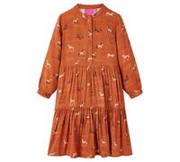 vidaXL Kinder-Langarmkleid Mädchen mit Pferdemotiv Cognac Größe 128