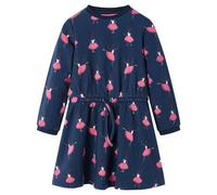 vidaXL Kinderkleid Mädchen Ballerinen-Muster Langarm Marineblau Größe 104