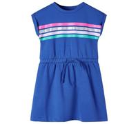 vidaXL Kinderkleid mit Kordelzug gestreift kurze Ärmel Kobaltblau 128
