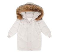 Kinderkleidung,Mädchen Junge Winter Winterjacke Kälteschutz Wasserabweisend Daunenjacke Kapuzenjacke Outwear Kinder Pelzkragen mit Reißverschluss Coat Warme Kleidung (Beige, 10-11 Years)