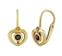 Kinderohrringe aus Gold Aisling mit echtem Granat Herz