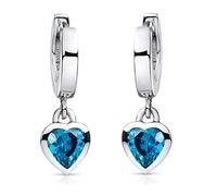 Kinderohrringe Herz blau Silber 925 - Creolen Mädchen hängend SO-389-blau