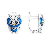 Kinderohrringe Silberohrringe Ohrringe Creolen für Mädchen aus 925 Silber mit Emaille Eule bei Secretforyou