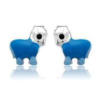 Kinderohrstecker 925 Silber Pferd blau