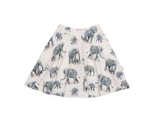 Kinderrock GOTS zertifiziert, Bio-Baumwolle, creme, Elefanten-Muster, weich, elastischer Bund - Walkiddy Blau 116