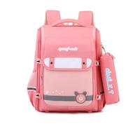 FANDARE Kinderrucksack 27L Schulranzen ab 4 Jahre, Jungen Mädchen Grundschule - Nachtreflektierende Sicherheitsstreifen & Federmäppchen Rucksack für Kindergarten & Schulbedarf Rosa