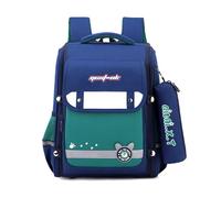 FANDARE Kinderrucksack 27L Schulranzen ab 4 Jahre, Jungen Mädchen Grundschule - Nachtreflektierende Sicherheitsstreifen & Federmäppchen Rucksack für Kindergarten & Schulbedarf Blau mit Grün