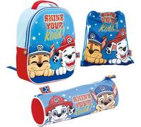 Kinderrucksack 3D + Paw Patrol Federmäppchen + Snacktasche Paw Patrol | Schulpack für Kinder