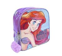 Kinderrucksack Arielle, die Meerjungfrau - Mit Reißverschluss - 18 x 21 x 10 cm - Kleiner Rucksack mit Glitzer und Bommel - Verstellbare Schulterträger - Original Produkt in Spanien Designed