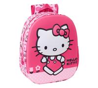 Safta HELLO KITTY 3D Schulrucksack mit 3D-Design, anpassbar an den Wagen, ideal für Kinder verschiedener Altersgruppen, bequem und vielseitig, Qualität und Widerstandsfähigkeit, 27 x 10 x 33 cm, Rosa