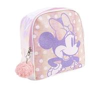 Kinderrucksack Minnie Mouse - Mit Reißverschluss - 18 x 21 x 10 cm - Kleiner Rucksack mit Glitzer und Bommel - Verstellbare Schulterträger - Original Produkt in Spanien Designed
