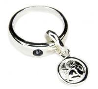 Kinderschmuck, Anhänger, Taufring, Safir Blau, Engel Silber 925