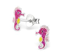 Kinderschmuck Glitzer Seepferdchen Ohrstecker 925 Echt Silber Ohrringe Mädchen Kinder