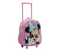 Kindertrolley, 3D, Minnie Maus, Mädchen, Schulrucksack mit Rollen und Teleskopgriff, Seitentaschen, rosa Punkte, offizielles Lizenzprodukt, Einheitsgröße