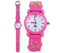 Kinderuhr für Mädchen und , Kleinkinduhr, wasserdichte Kinderuhr für Kinder, Kleinkind-Armbanduhr, Töpfchenuhr für Kleinkinder, Mädchen, niedliche Cartoon-Uhr, exquisites Muster, (butterfly rose red)