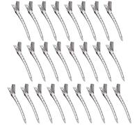KINDOYO 3,5 Zoll Entenschnabel-Haarspangen - Silber Haarclip Metall Haaralligator Lockenclip Krokodilclip Haarstyling DIY Clip mit Löchern - 25PCS