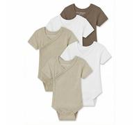 Kindsgard Wickelbody kurzarm „trunder“ - Braun 68 - 5er-Pack aus Ripp-Baumwolle - OEKO-TEX zertifiziert - elastisch, weich & bequem - unisex Baby Body mit Druckknöpfen