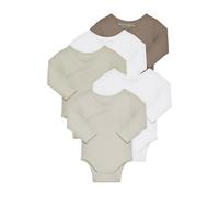 Kindsgard Wickelbody langarm „trunder“ - Braun 56 - 5er-Pack aus Ripp-Baumwolle - OEKO-TEX zertifiziert - weich, dehnbar & bequem - unisex Baby Body mit Druckknöpfen