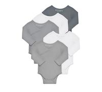 Kindsgard Wickelbody langarm „trunder“ - Grau 74 - 5er-Pack aus Ripp-Baumwolle - OEKO-TEX zertifiziert - weich, dehnbar & bequem - unisex Baby Body mit Druckknöpfen