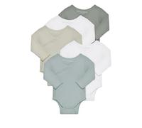 Kindsgard Wickelbody langarm „trunder“ - Grün 62 - 5er-Pack aus Ripp-Baumwolle - OEKO-TEX zertifiziert - weich, dehnbar & bequem - unisex Baby Body mit Druckknöpfen