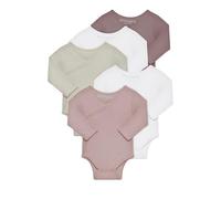 Kindsgard Wickelbody langarm „trunder“ - Rosa 56 - 5er-Pack aus Ripp-Baumwolle - OEKO-TEX zertifiziert - weich, dehnbar & bequem - unisex Baby Body mit Druckknöpfen