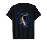 King Cobra mit Indigo-Seidenknoten Reptilienkunst T-Shirt