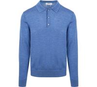 King Essentials The Robert Long Sleeve Poloshirt Merino Mid Blau - Größe L Blau L