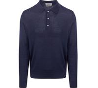 King Essentials The Robert Long Sleeve Poloshirt Merino Navy - Größe M Dunkelblau M