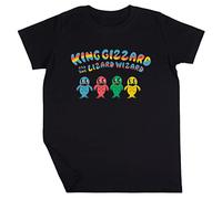 King Gizzard and The Wizard Lizard Fishies Jungen Mädchen Unisex Kinder Schwarz T-Shirt Kurzarm Kids Black T-Shirt