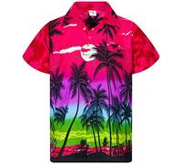 King Kameha Funky Hawaii-Hemd, Herren, Kurzarm, Beach, Pink, XXL