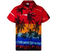 King Kameha Funky Hawaii-Hemd, Herren, Kurzarm, Beach, Rot, L