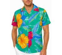 King Kameha Funky Hawaii-Hemd, Herren, Kurzarm, Big-Flower, Sky-Blau, XS
