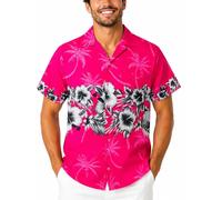 King Kameha Funky Hawaii-Hemd, Herren, Kurzarm, Flower-Chest, Pink, L