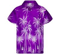 King Kameha Funky Hawaii-Hemd, Herren, Kurzarm, JK-Beach, Negativ-Violett, L