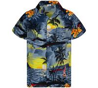 King Kameha Funky-Hawaii-Hemd, Herren, Kurzarm, JK-Surf, Grau, 4XL