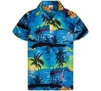 King Kameha Funky-Hawaii-Hemd, Herren, Kurzarm, JK-Surf, Türkis, XXL