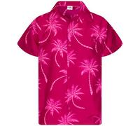 King Kameha Funky-Hawaii-Hemd, Herren, Kurzarm, Palm-Shadow, Magenta-Pink, 6XL