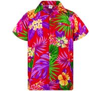 King Kameha Funky-Hawaii-Hemd, Herren, Kurzarm, Pineapple, Rot, 5XL