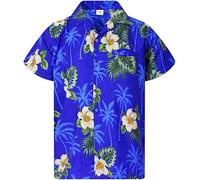 King Kameha Funky-Hawaii-Hemd, Herren, Kurzarm, Small-Flower, Blau, XL