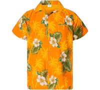 King Kameha Funky-Hawaii-Hemd, Herren, Kurzarm, Small-Flower, Gelb, 6XL