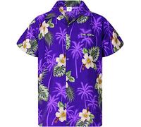 King Kameha Funky-Hawaii-Hemd, Herren, Kurzarm, Small-Flower, Violett, XL